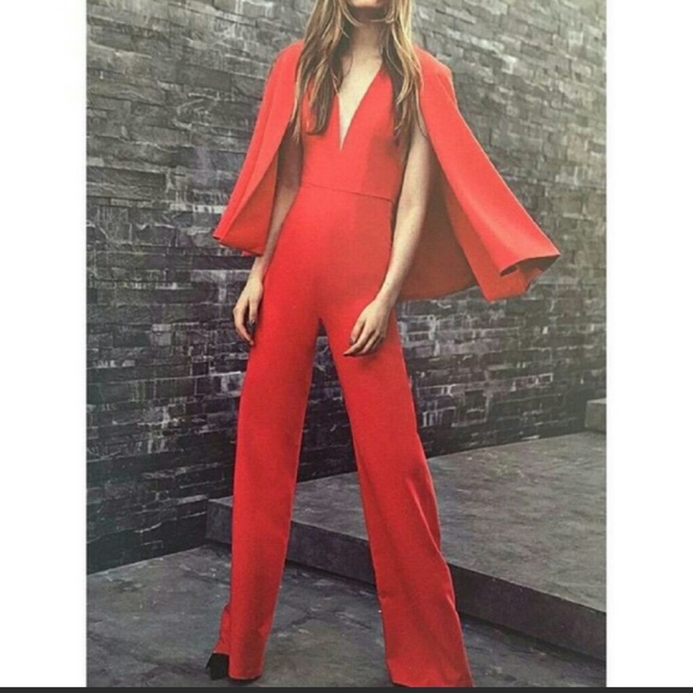 ALEXIS Red Sleeveless Wide Leg Jumpsuit Medium